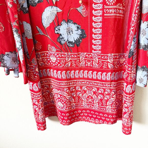 ANTHROPOLOGIE x VANESSA VIRGINIA | Floral Bell Sleeve Peasant Dress Silk | 10 - Picture 5 of 9